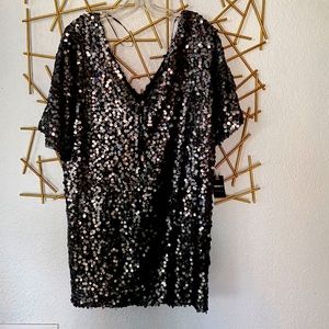NWT Black metal sequin dress